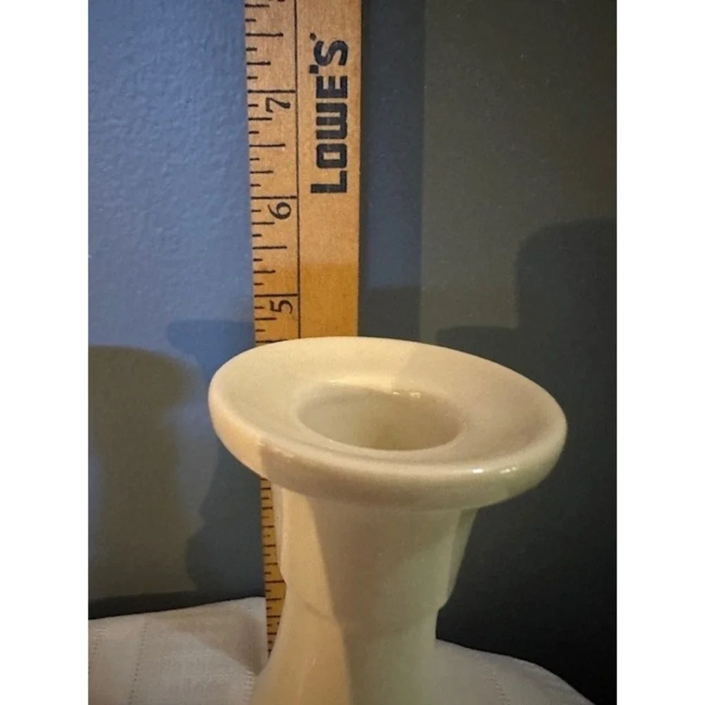 Set‎ of 2 Vintage Longaberger Pottery Candlesticks Woven Blue Traditions
